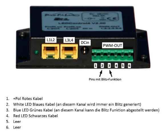 Anschlussplan "daytime" an LEDControl4Active von GHL