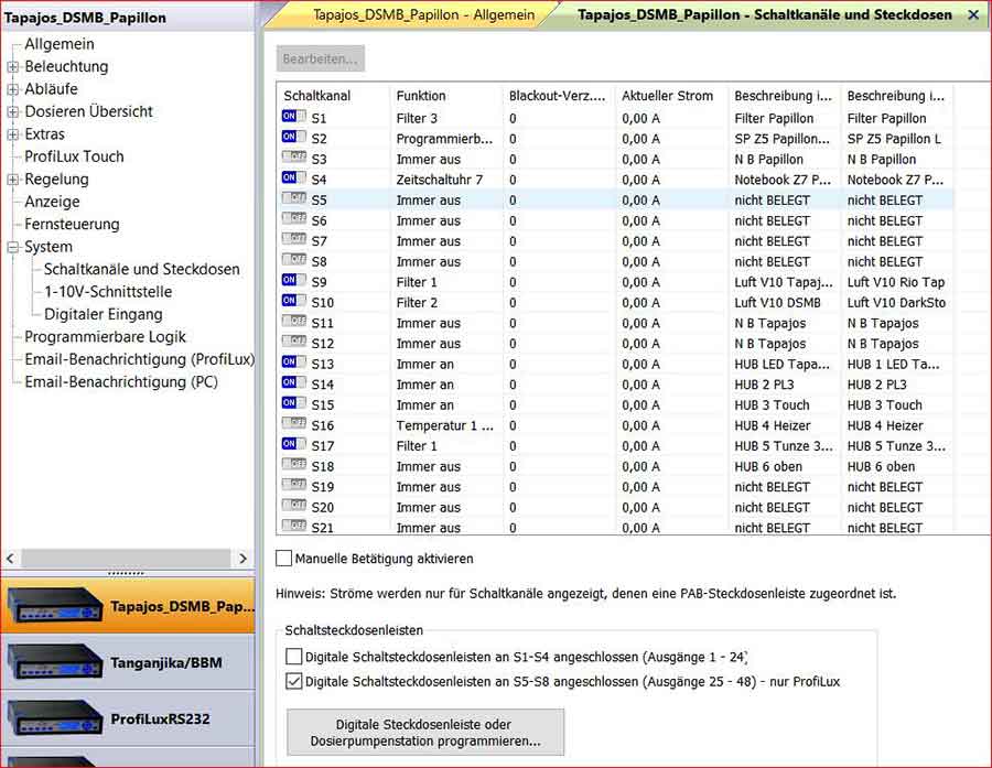 Schaltkanäle und Steckdosen