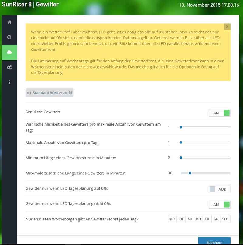 Gewittereinstellungen